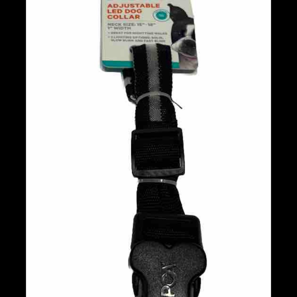 ASPCA MEDIUM Adjustable LED Dog Collar Black  Size 15" - 18" - 1" Width NEW,